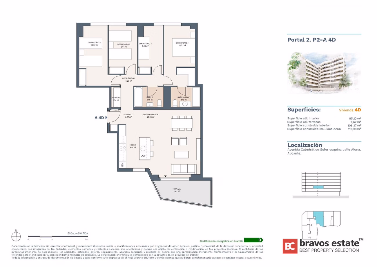 Beachside 4-Bedroom Apartment in Alicante · 123 m² - 12