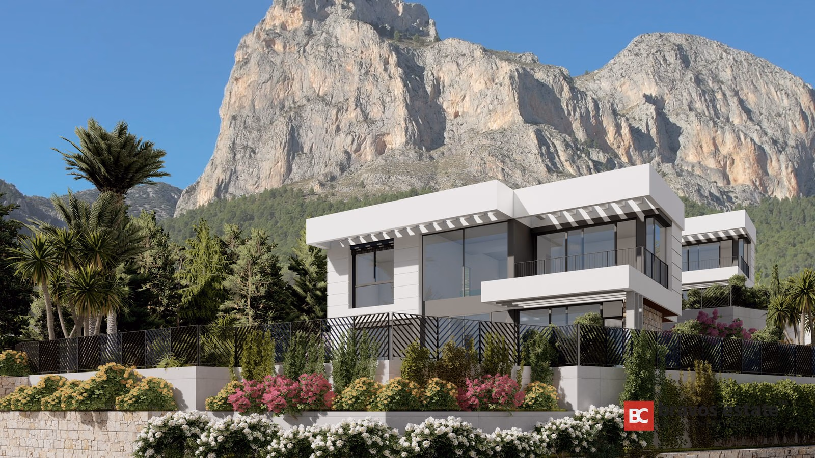 Two-storey villa with garden and mountain views