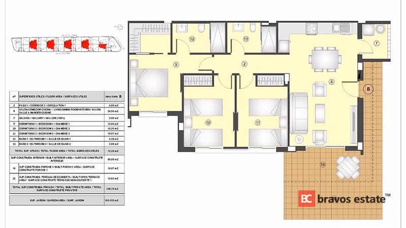 Новое бунгало, 2 спальни в Бусоте · 90 m² - 8